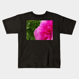 Pink peony flower with raindrops photography Kids T-Shirt